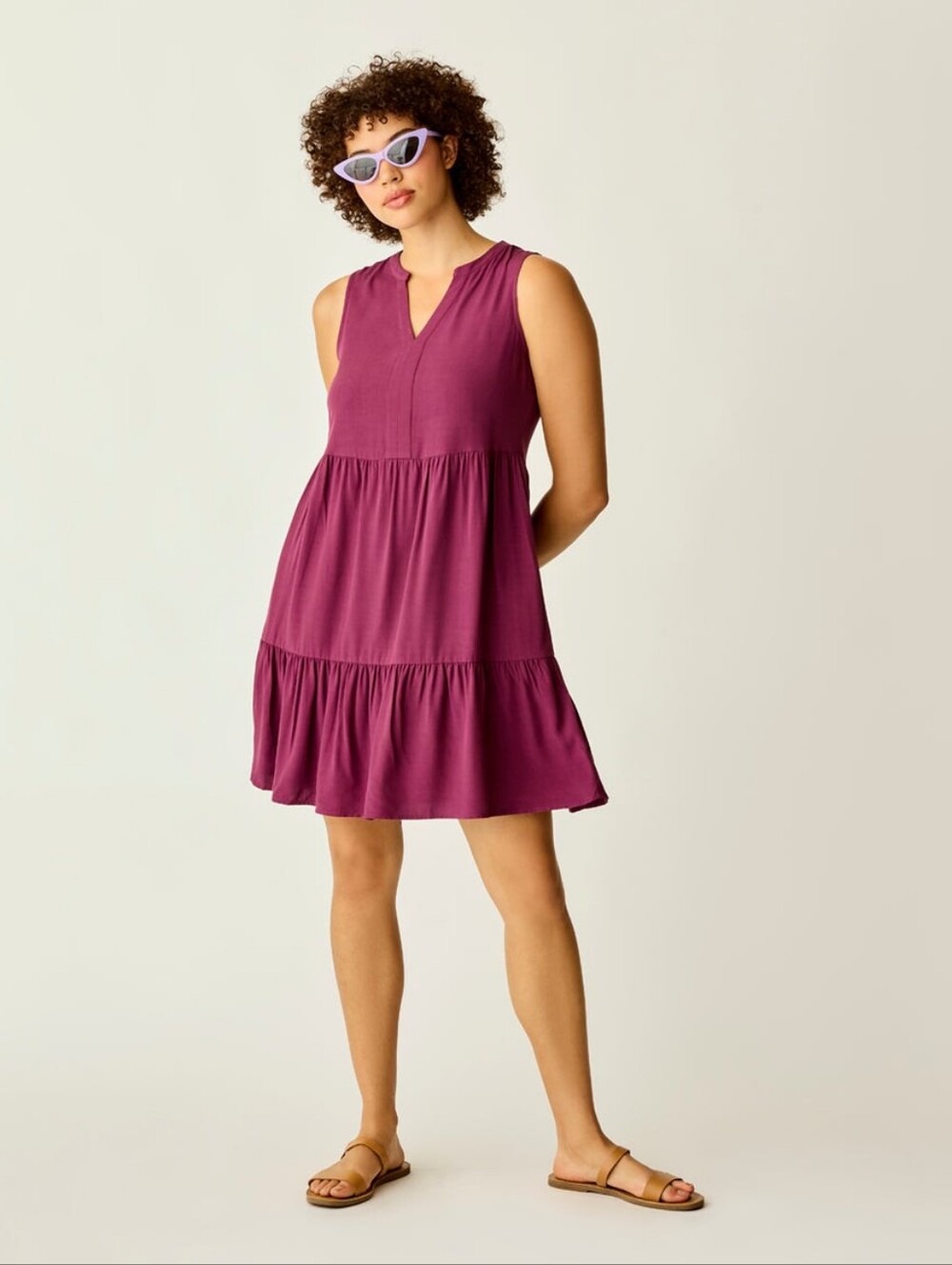 CARVE DESIGNS Nellie Relaxed Sleeveless Dress Eggplant Size Medium